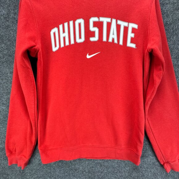 Nike Ohio State Sweatshirt Small Red Pullover Buckeyes Center Swoosh Crew Neck - Picture 3 of 12